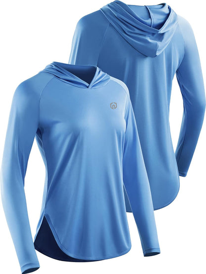 Women's Athletic Sun Protection Running Shirts with Hoods