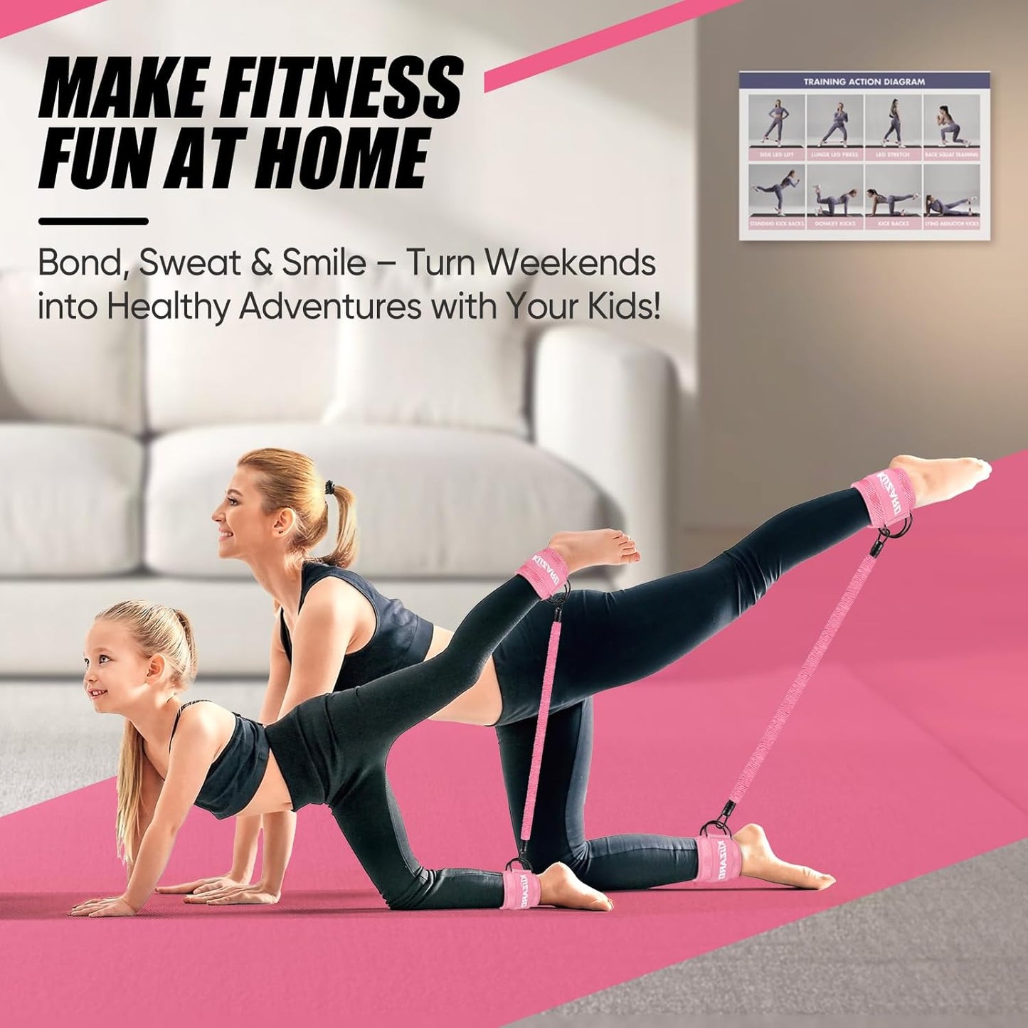 Ankle Resistance Bands with Cuffs, Ankle Weights Bands for Working Out, Women Leg and Glutes Workout Equipment, Exercise Bands for Kickbacks, Butt and Booty Trainer, Home Gym Fitness Equipment